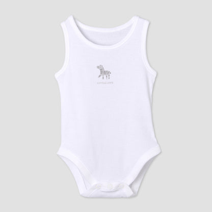Pack of 7 Juniors Round Neck Sleeveless Bodysuit with Fun Print