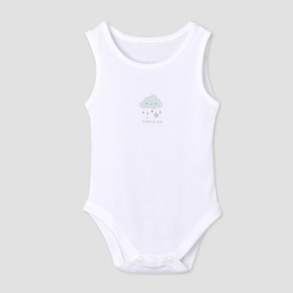 Pack of 7 Juniors Round Neck Sleeveless Bodysuit with Fun Print