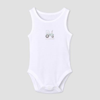 Pack of 7 Juniors Round Neck Sleeveless Bodysuit with Fun Print