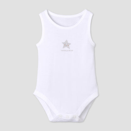 Pack of 7 Juniors Round Neck Sleeveless Bodysuit with Fun Print