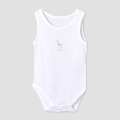 Pack of 7 Juniors Round Neck Sleeveless Bodysuit with Fun Print