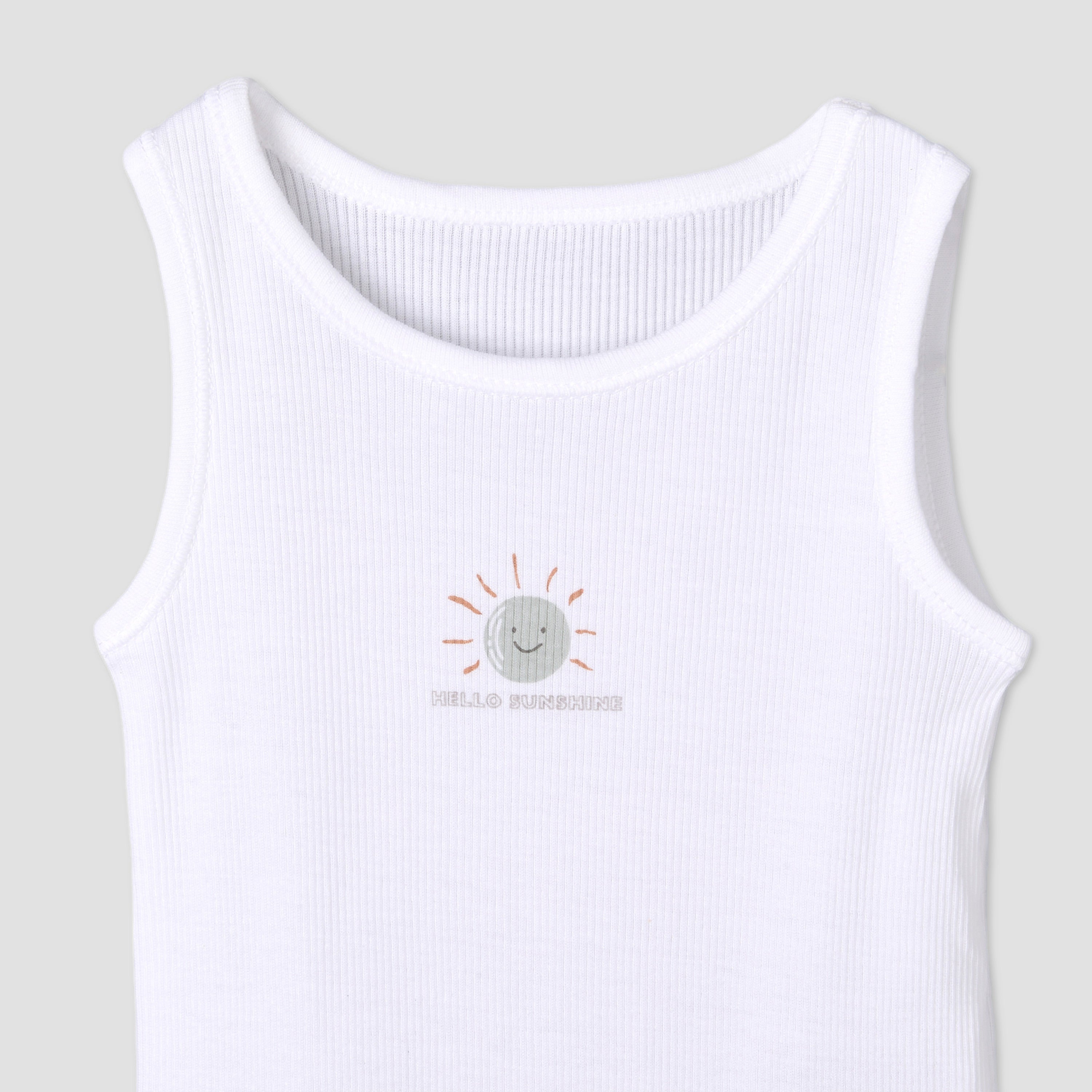 Pack of 7 Juniors Round Neck Sleeveless Bodysuit with Fun Print