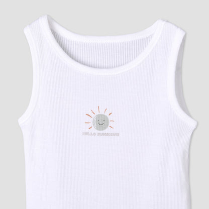 Pack of 7 Juniors Round Neck Sleeveless Bodysuit with Fun Print