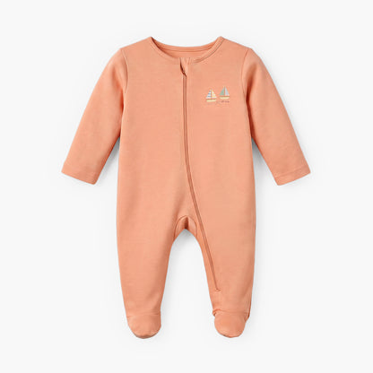 Pack of 5 Juniors Cotton Round Neck Long Sleeves Sleepsuit with Zip Closure