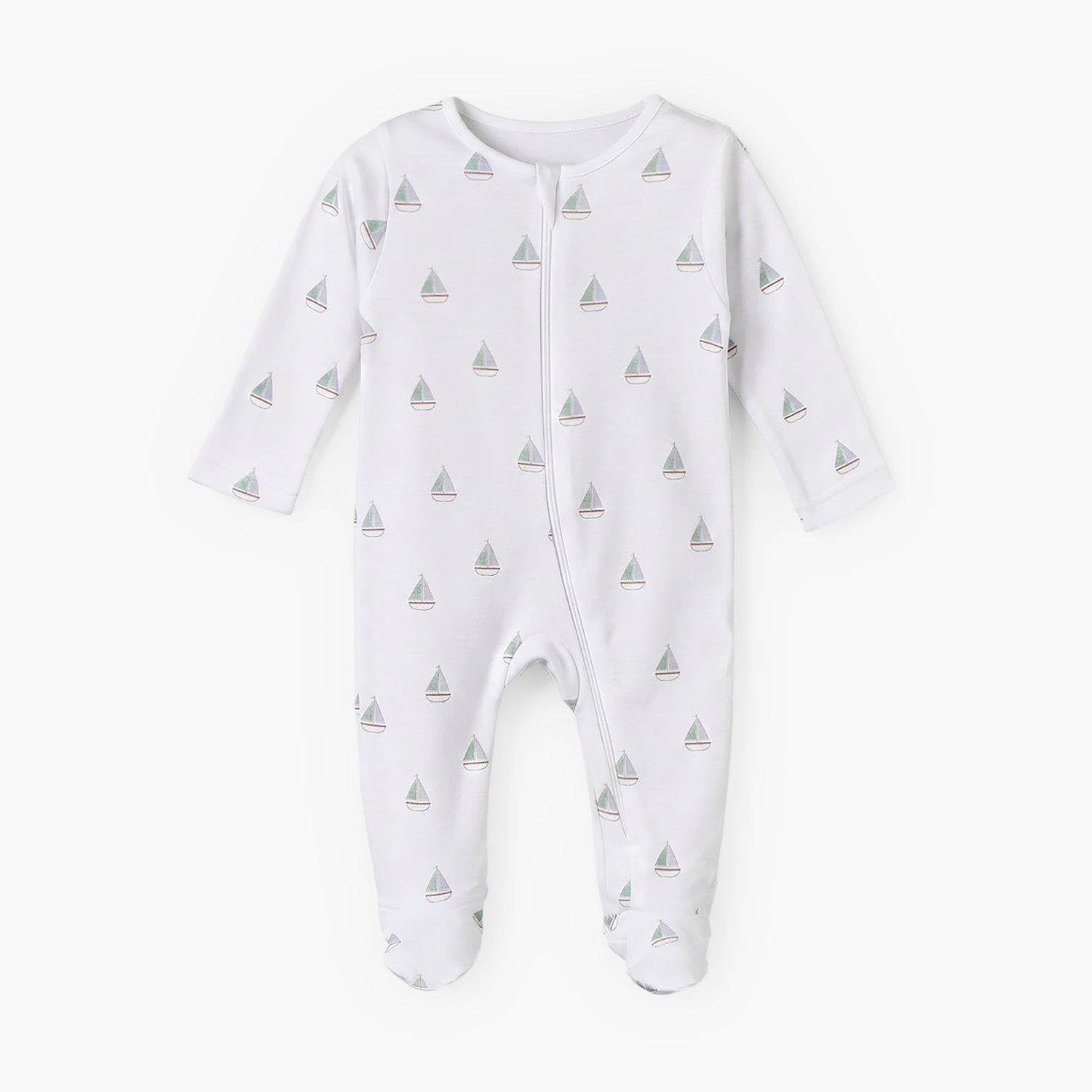Pack of 5 Juniors Cotton Round Neck Long Sleeves Sleepsuit with Zip Closure