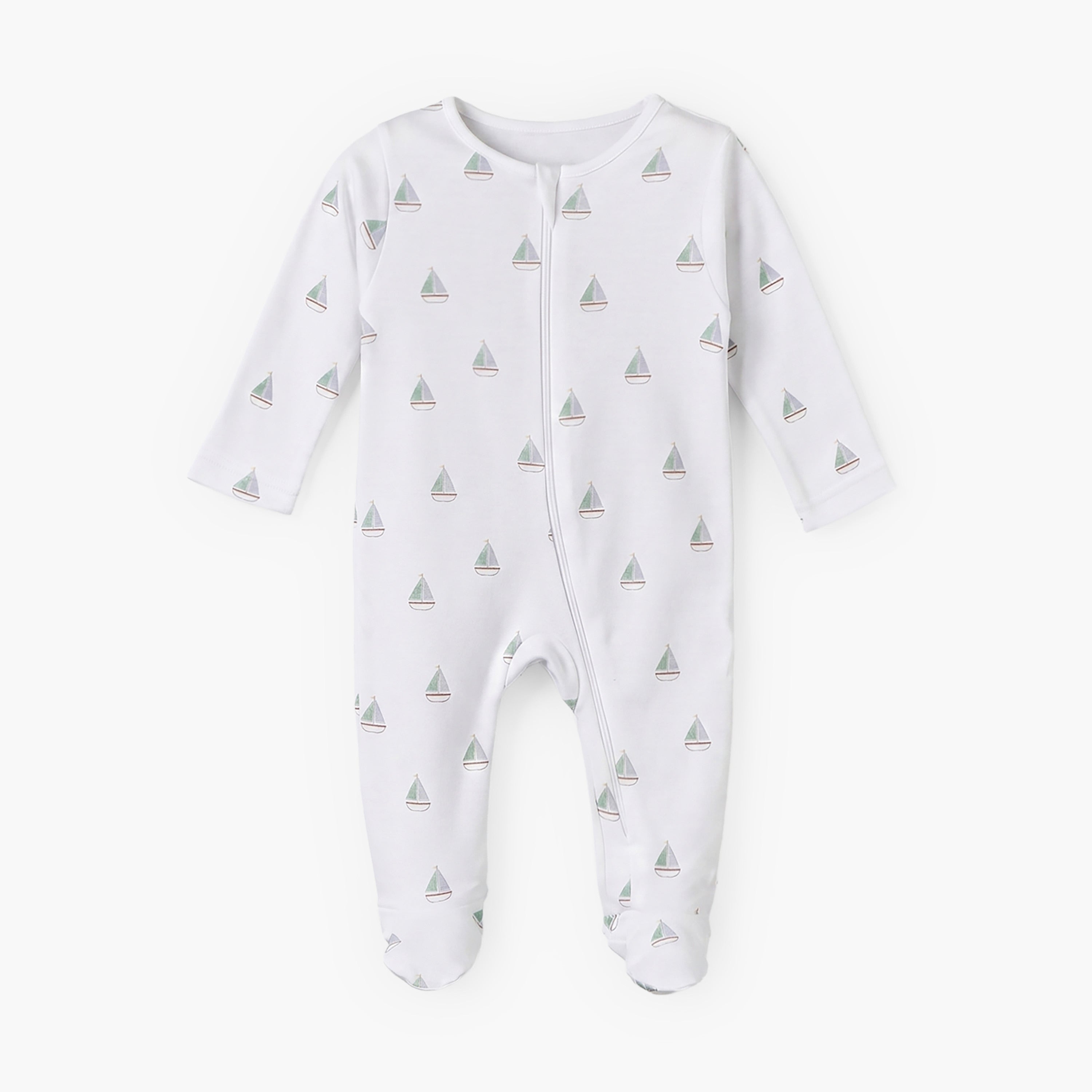 Pack of 5 Juniors Cotton Round Neck Long Sleeves Sleepsuit with Zip Closure