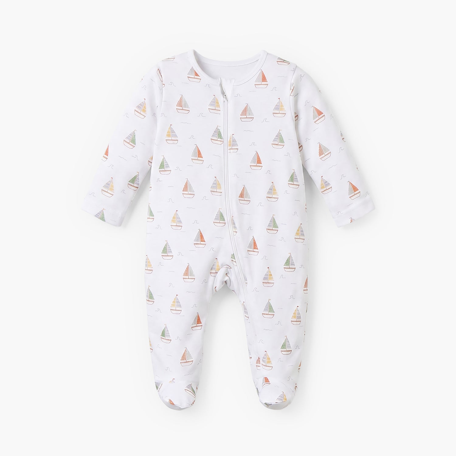Pack of 5 Juniors Cotton Round Neck Long Sleeves Sleepsuit with Zip Closure