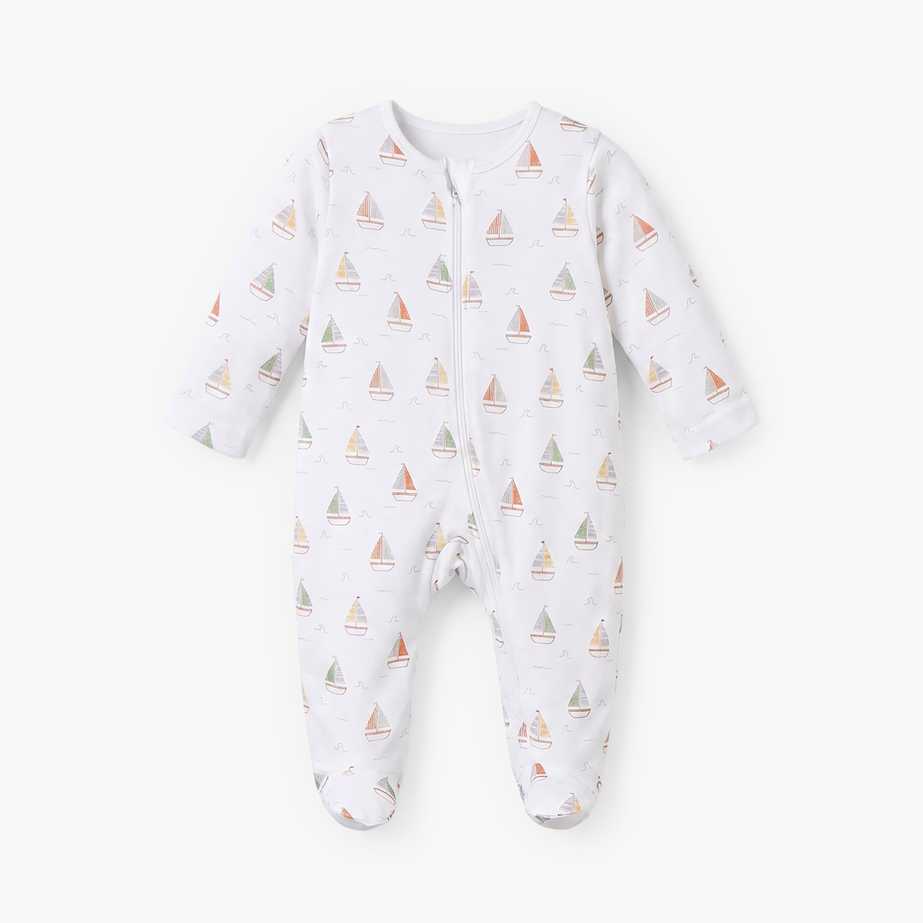 Pack of 5 Juniors Cotton Round Neck Long Sleeves Sleepsuit with Zip Closure