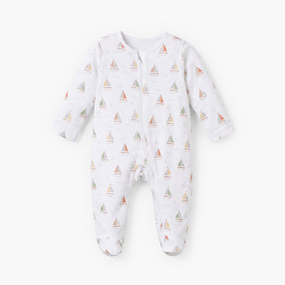 Pack of 5 Juniors Cotton Round Neck Long Sleeves Sleepsuit with Zip Closure