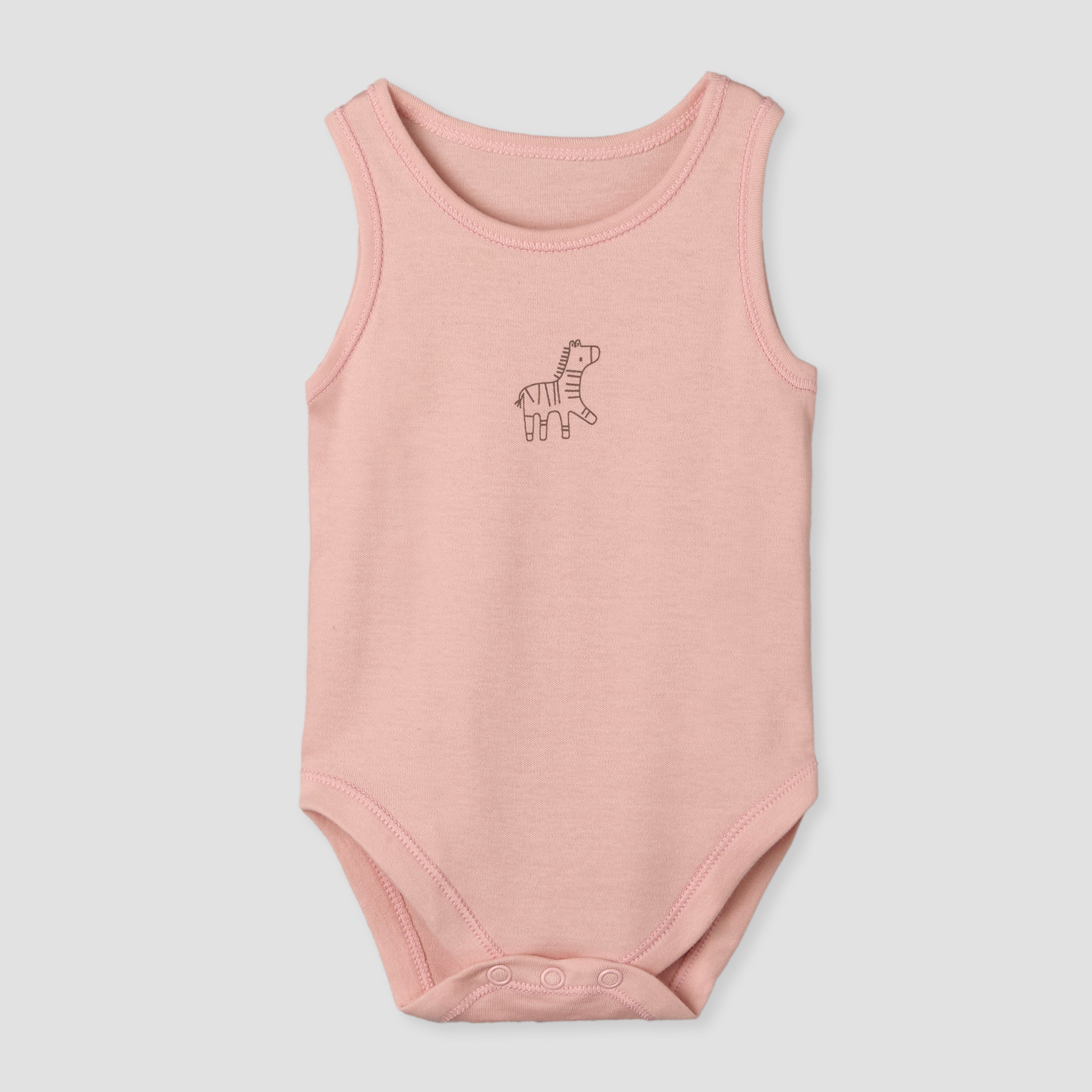 Pack of 7 Juniors Round Neck Sleeveless Bodysuit with Animal Print