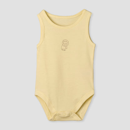 Pack of 7 Juniors Round Neck Sleeveless Bodysuit with Animal Print