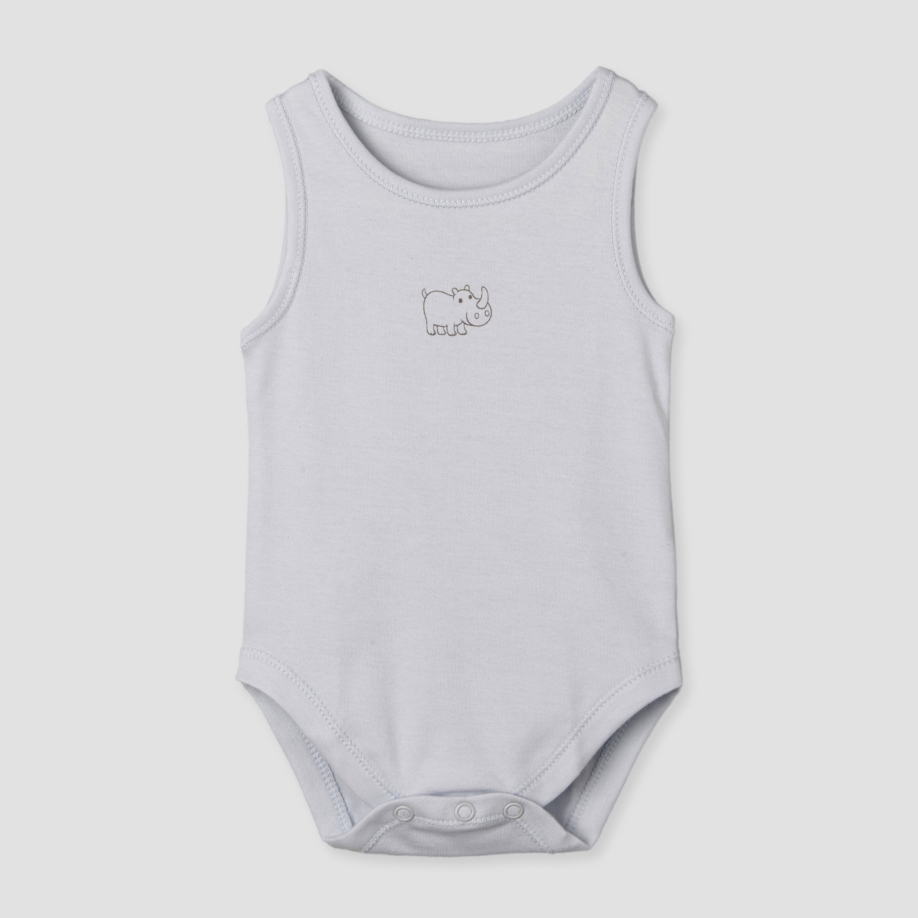 Pack of 7 Juniors Round Neck Sleeveless Bodysuit with Animal Print
