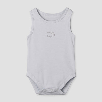 Pack of 7 Juniors Round Neck Sleeveless Bodysuit with Animal Print