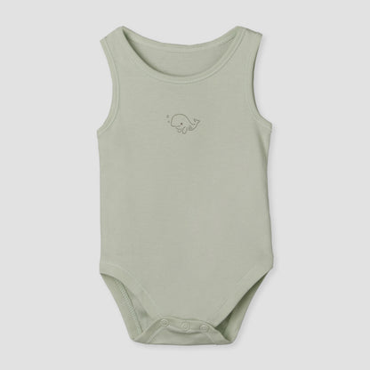 Pack of 7 Juniors Round Neck Sleeveless Bodysuit with Animal Print