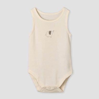 Pack of 7 Juniors Round Neck Sleeveless Bodysuit with Animal Print