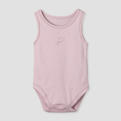 Pack of 7 Juniors Round Neck Sleeveless Bodysuit with Animal Print