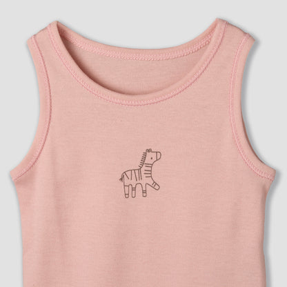 Pack of 7 Juniors Round Neck Sleeveless Bodysuit with Animal Print