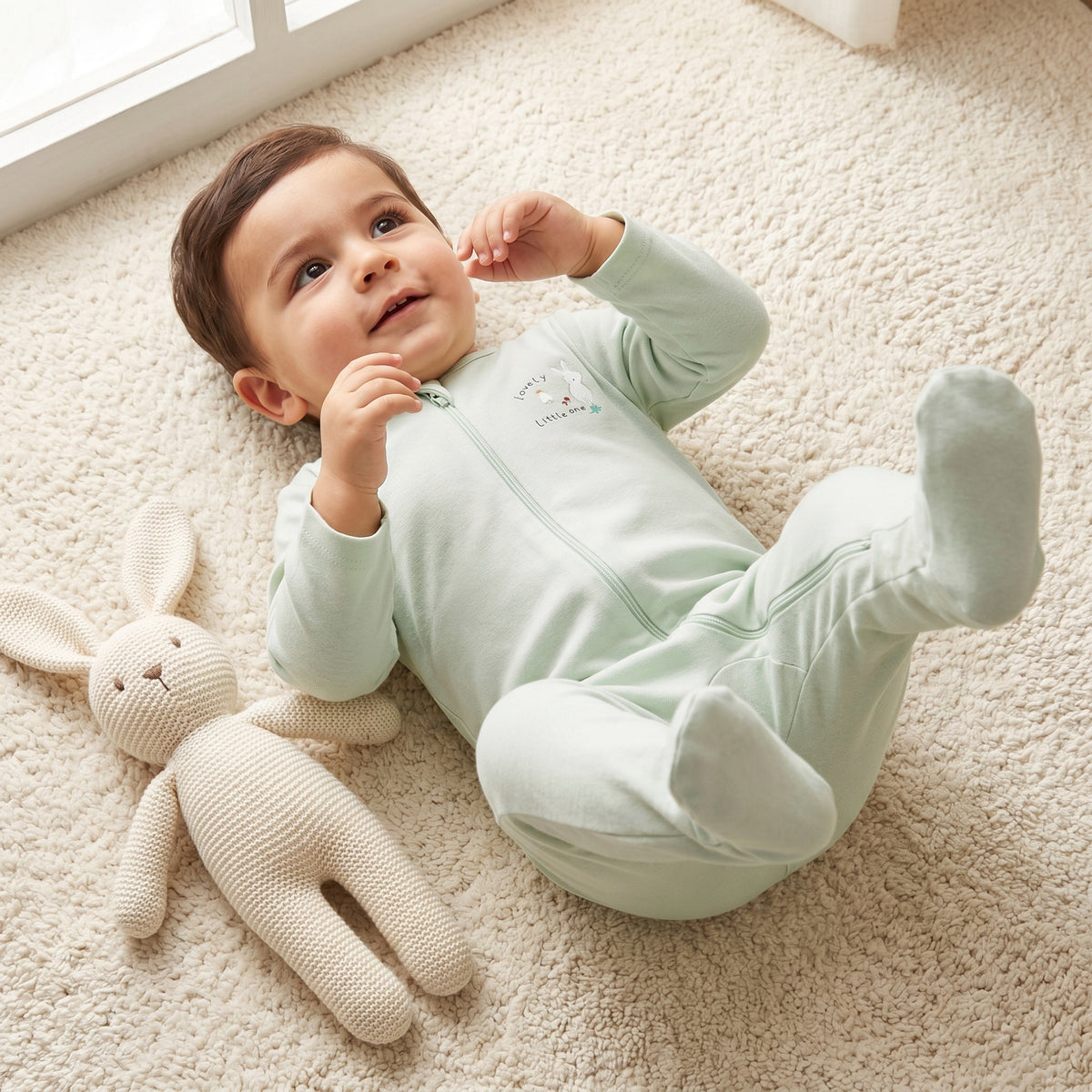 Pack of 3 Juniors Cotton Crew Neck Long Sleeves Sleepsuit with Zip Closure