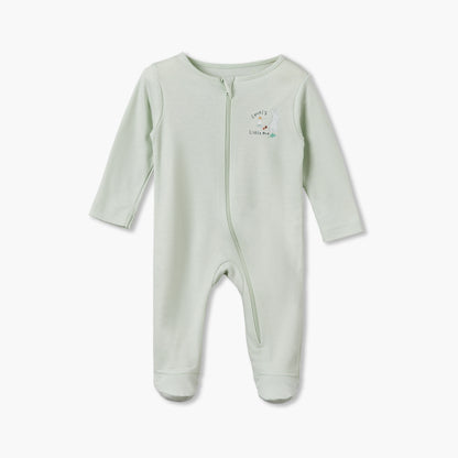 Pack of 3 Juniors Cotton Crew Neck Long Sleeves Sleepsuit with Zip Closure