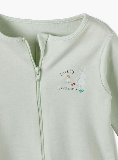 Pack of 3 Juniors Cotton Crew Neck Long Sleeves Sleepsuit with Zip Closure-baby-girls-clothing-nightwear-sleepsuits-image-6