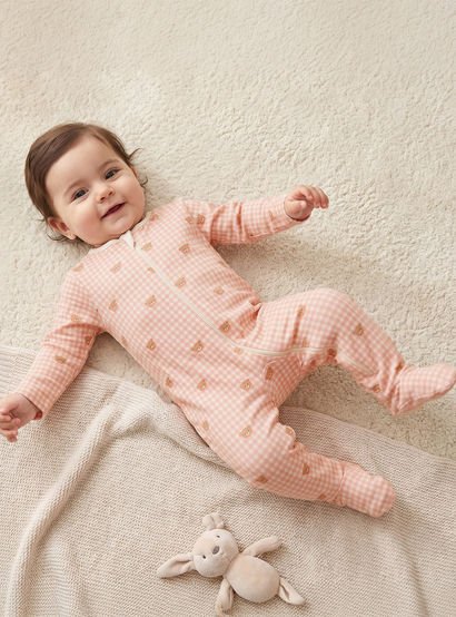 Pack of 3 Juniors Cotton Crew Neck Long Sleeves Sleepsuit with Zip Closure-baby-girls-clothing-nightwear-sleepsuits-image-2