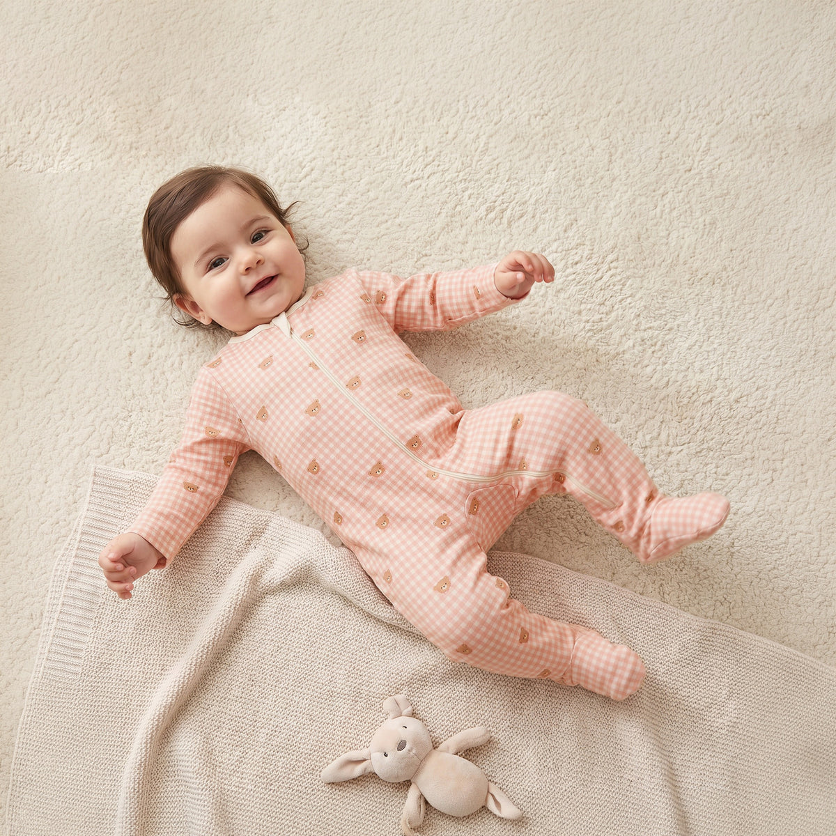 Pack of 3 Juniors Cotton Crew Neck Long Sleeves Sleepsuit with Zip Closure