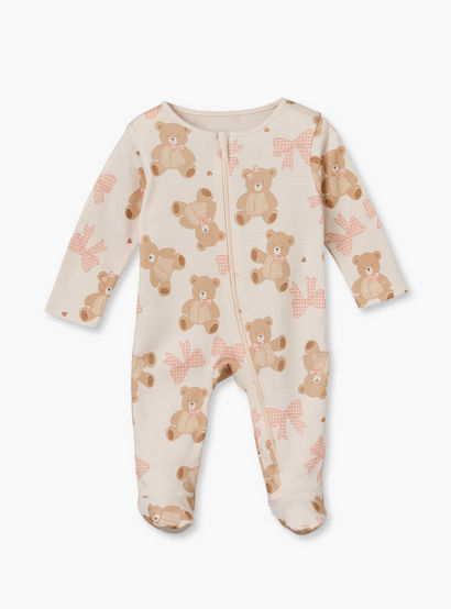 Pack of 3 Juniors Cotton Crew Neck Long Sleeves Sleepsuit with Zip Closure-baby-girls-clothing-nightwear-sleepsuits-image-3