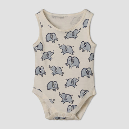 Set of 7 Juniors Round Neck Sleeveless Bodysuit with Print