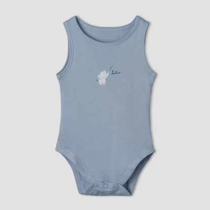 Set of 7 Juniors Round Neck Sleeveless Bodysuit with Print