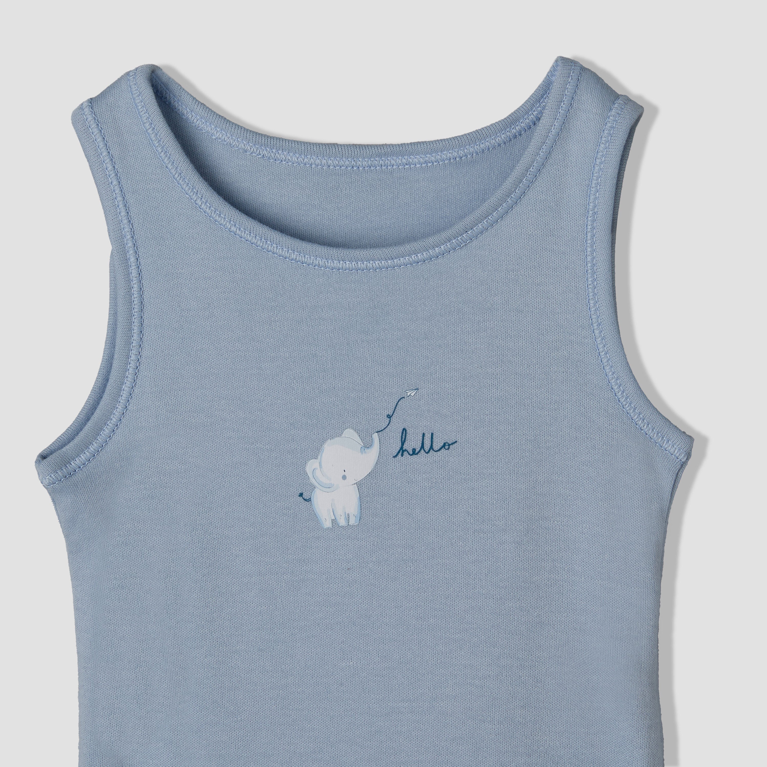 Set of 7 Juniors Round Neck Sleeveless Bodysuit with Print