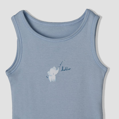 Set of 7 Juniors Round Neck Sleeveless Bodysuit with Print
