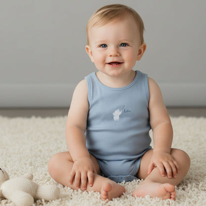 Set of 7 Juniors Round Neck Sleeveless Bodysuit with Print