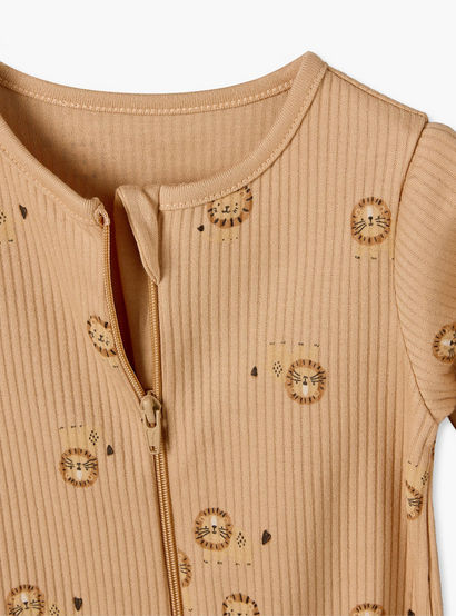 Pack of 3 Juniors Cotton Crew Neck Long Sleeves Sleepsuit with Zip Closure-baby-boys-clothing-nightwear-sleepsuits-image-7