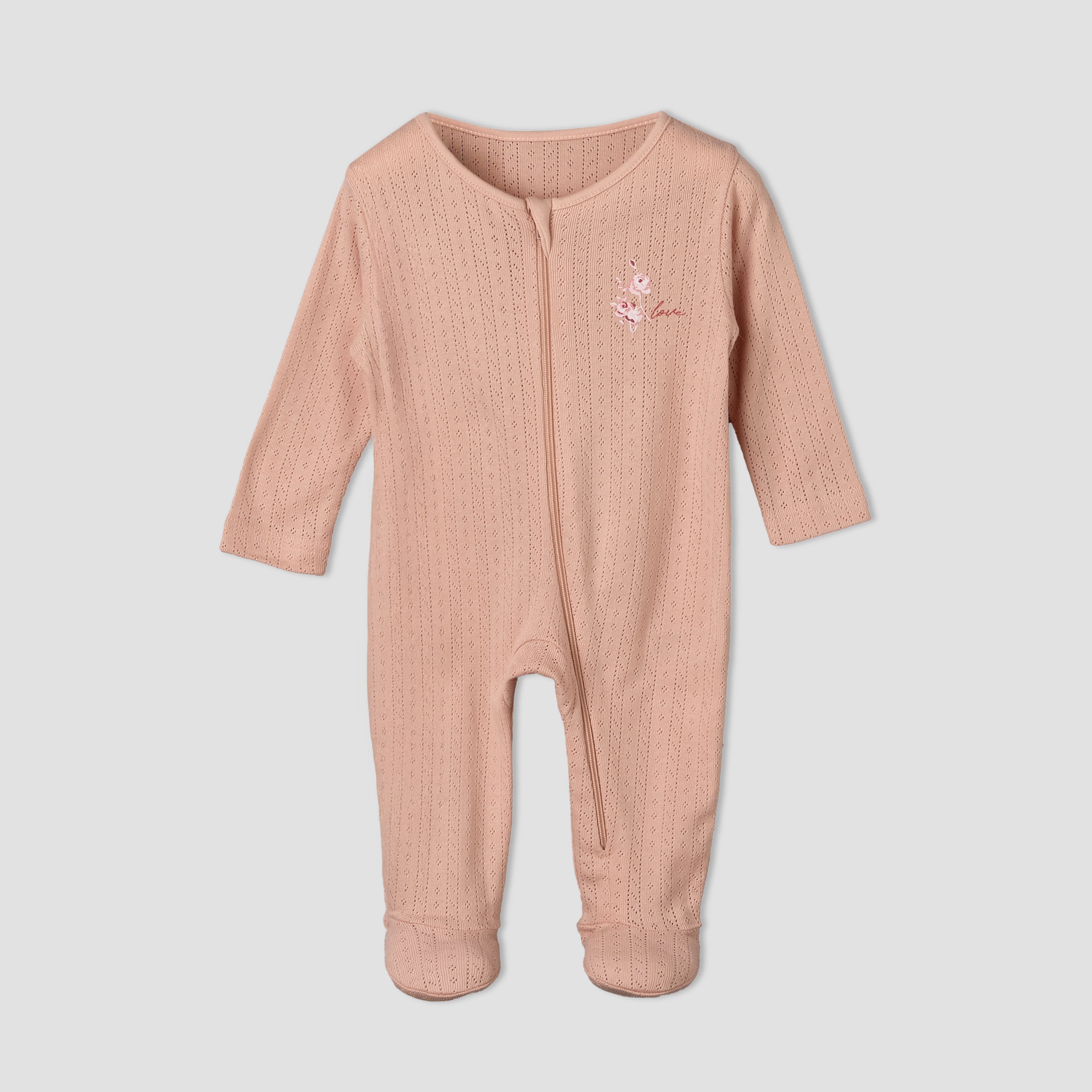 Pack of 3 Juniors Cotton Round Neck Long Sleeves Sleepsuit with Zip Closure