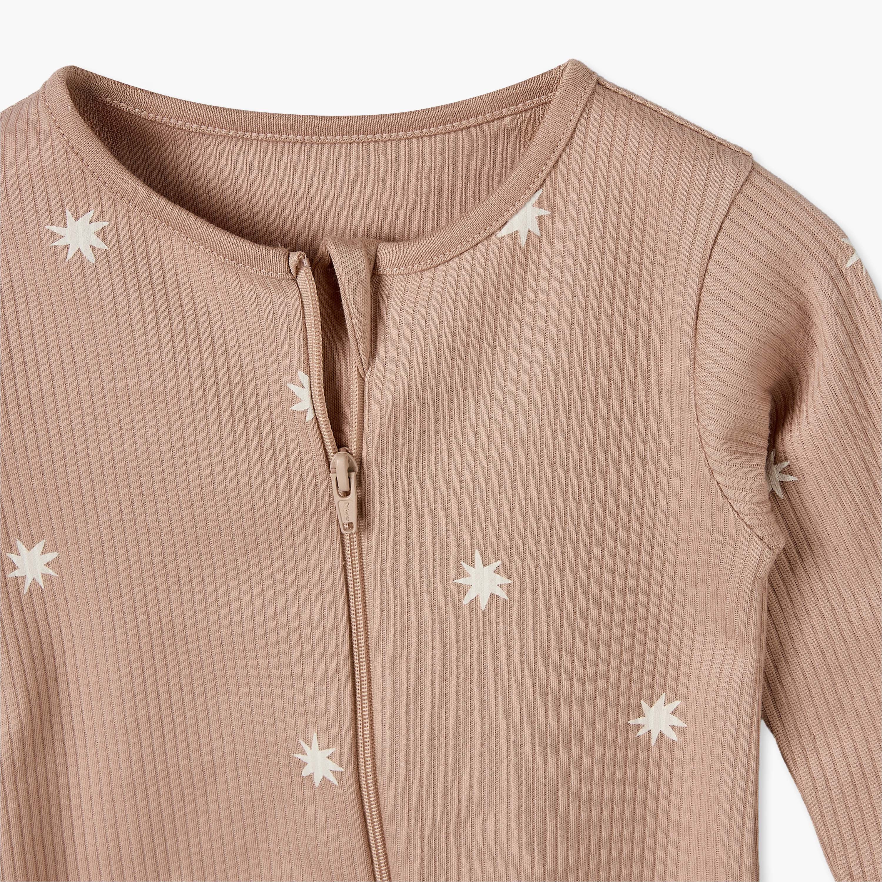 Pack of 3 Juniors Cotton Crew Neck Long Sleeves Sleepsuit with Star Print