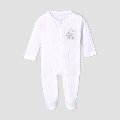 Pack of 3 Juniors Cotton Round Neck Long Sleeves Sleepsuit with Zip Closure