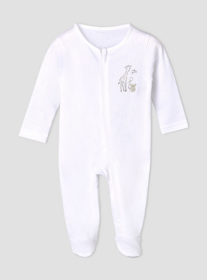 Pack of 3 Juniors Cotton Round Neck Long Sleeves Sleepsuit with Zip Closure-baby-girls-clothing-nightwear-sleepsuits-image-3
