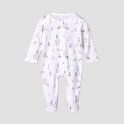 Pack of 3 Juniors Cotton Round Neck Long Sleeves Sleepsuit with Zip Closure