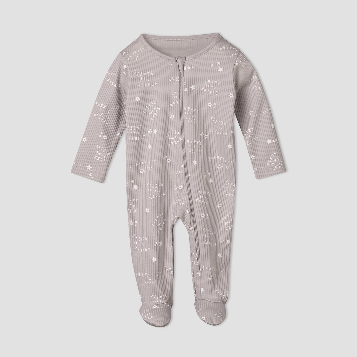 Pack of 3 Juniors Cotton Round Neck Long Sleeves Sleepsuit with Zip Closure