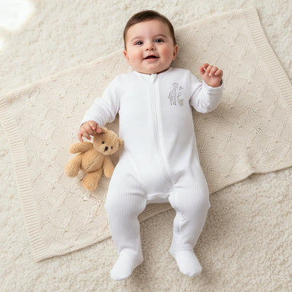 Pack of 3 Juniors Cotton Round Neck Long Sleeves Sleepsuit with Zip Closure