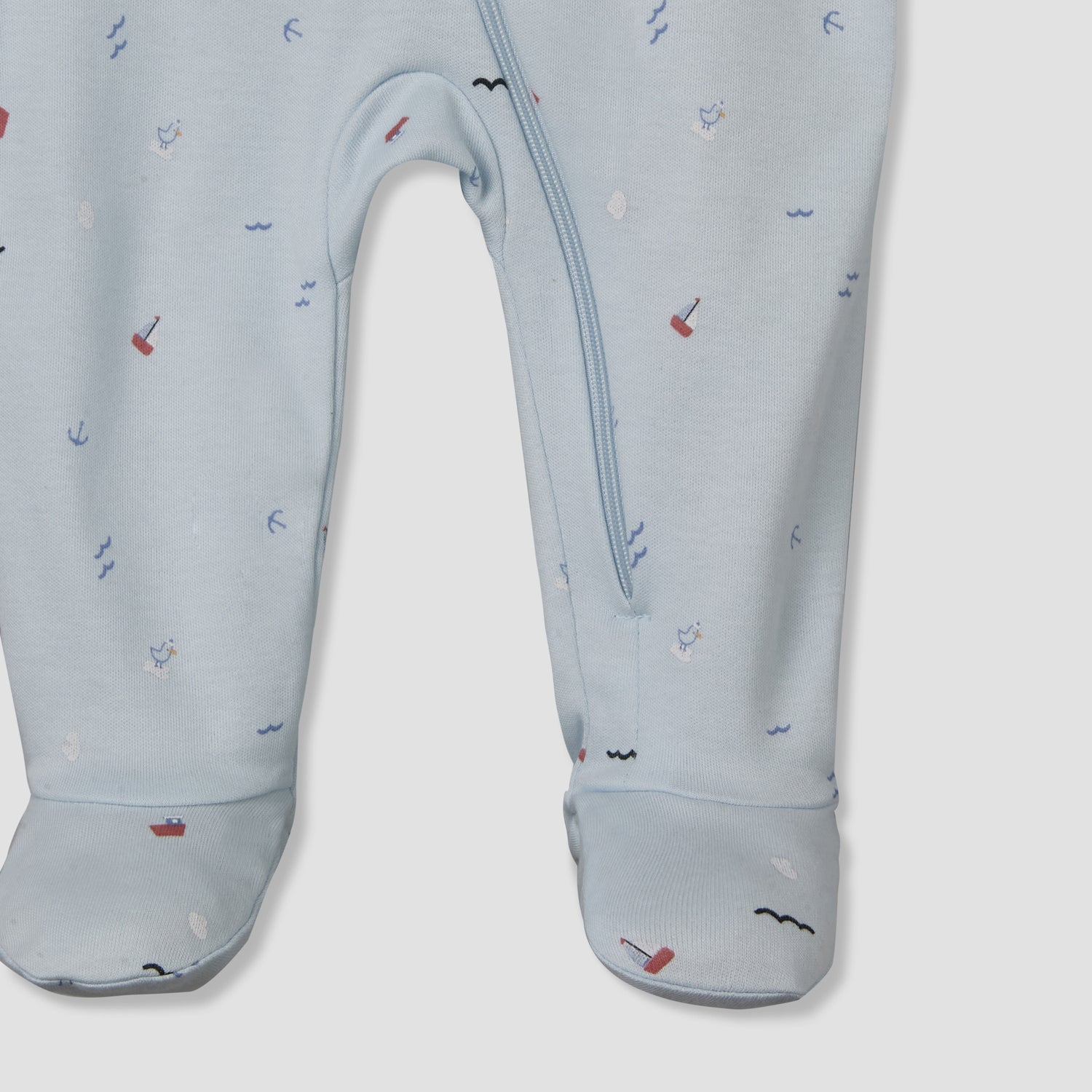 Pack of 3 Juniors Cotton Round Neck Long Sleeves Sleepsuit with Sailboat Print