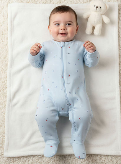 Pack of 3 Juniors Cotton Round Neck Long Sleeves Sleepsuit with Sailboat Print-promo_babyshop_Buy2for115_UAE130126-image-2