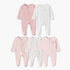 Pack of 5 Juniors Cotton Crew Neck Long Sleeves Sleepsuits with Heart Print