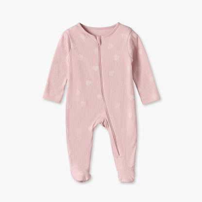 Pack of 5 Juniors Cotton Crew Neck Long Sleeves Sleepsuits with Heart Print