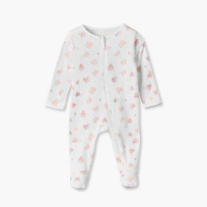 Pack of 5 Juniors Cotton Crew Neck Long Sleeves Sleepsuits with Heart Print