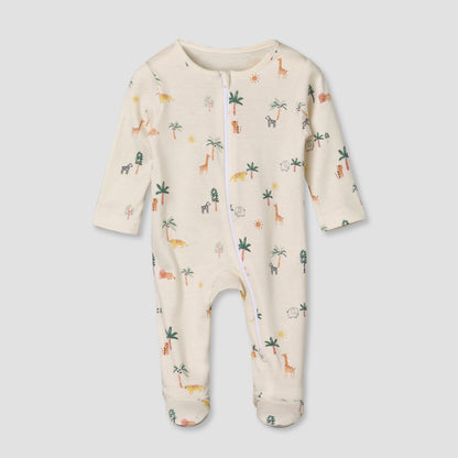 Pack of 3 Juniors Cotton Long Sleeves Sleepsuit with Safari Print