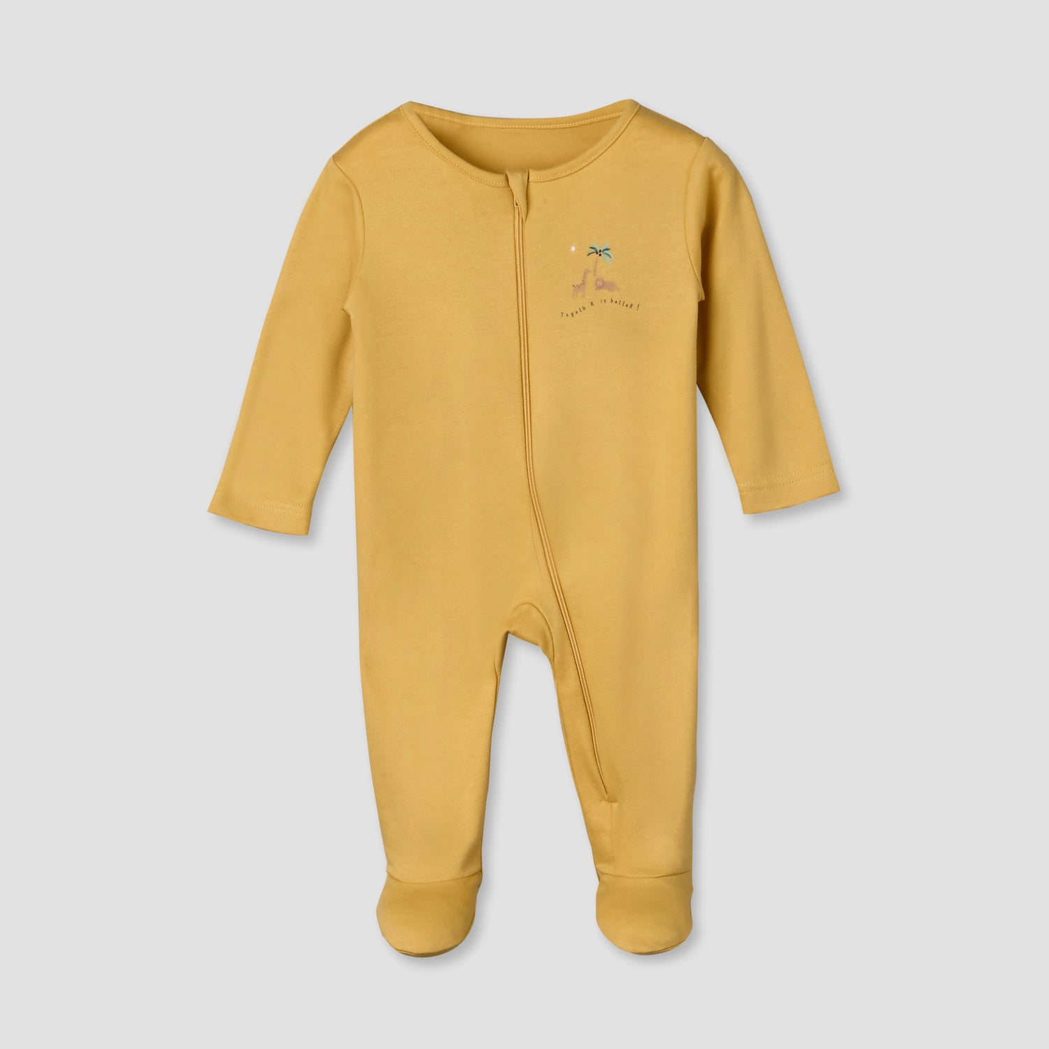 Pack of 3 Juniors Cotton Long Sleeves Sleepsuit with Safari Print
