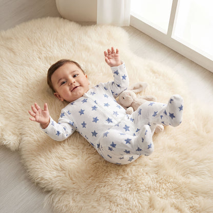 Pack of 5 Juniors Cotton Crew Neck Long Sleeves Sleepsuit with Star Print