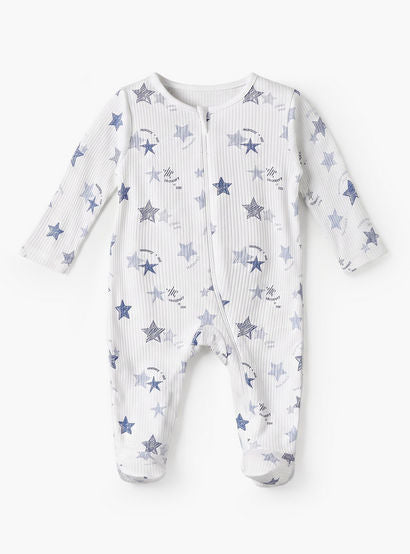 Pack of 5 Juniors Cotton Crew Neck Long Sleeves Sleepsuit with Star Print-baby-boys-clothing-nightwear-sleepsuits-image-4