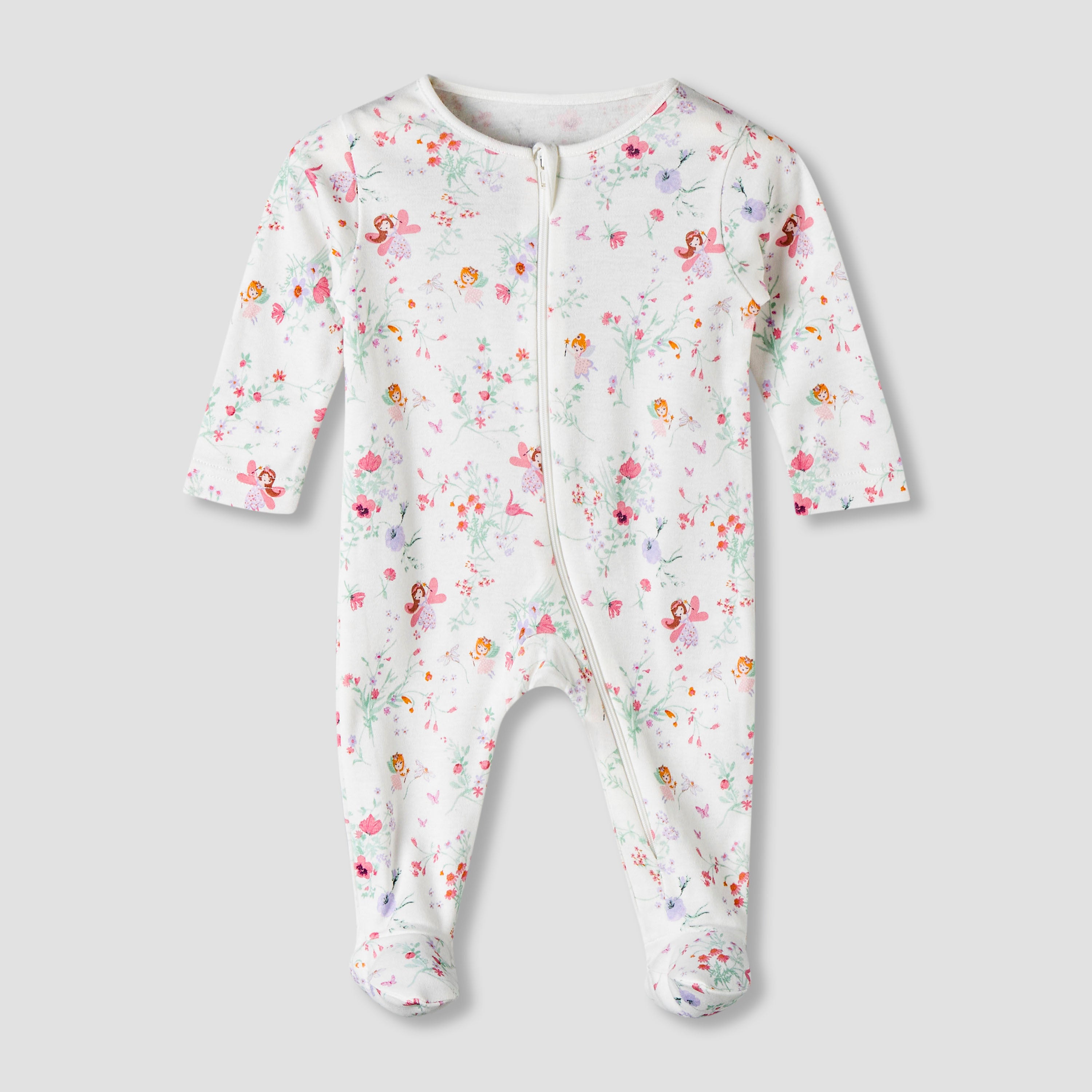 Pack of 5 Juniors Cotton Round Neck Long Sleeve Sleepsuit with Zip Closure